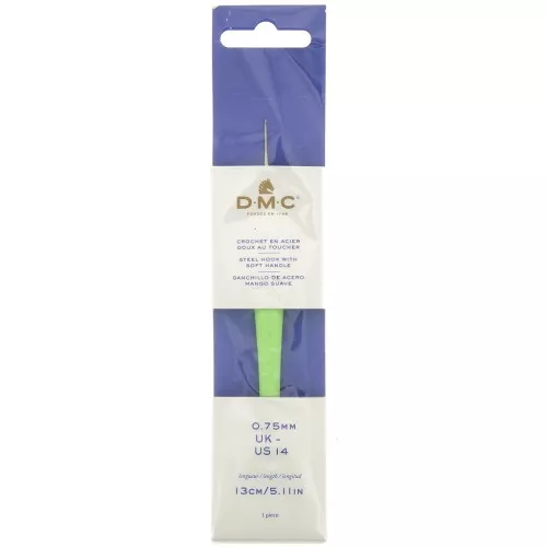 Crochet acier avec manche ergonomique DMC - 0.75 mm - Vert x1