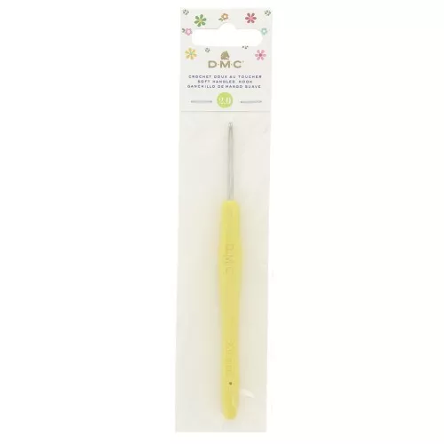 Crochet acier avec manche ergonomique DMC - 2 mm - Jaune x1