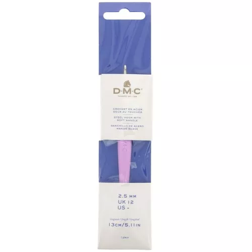 Crochet acier avec manche ergonomique DMC - 2.5 mm - Violet x1