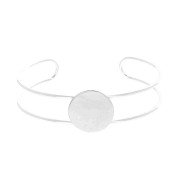 Bracelet plateau en laiton pour cabochon rond 20 mm - Placage Argent fin x1