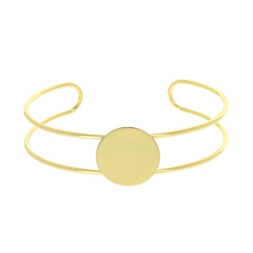 Bracelet plateau en laiton pour cabochon rond 20 mm - Doré à l'or fin x1