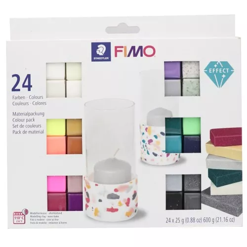 Assortiment de 24 couleurs de Pâte Fimo Effect