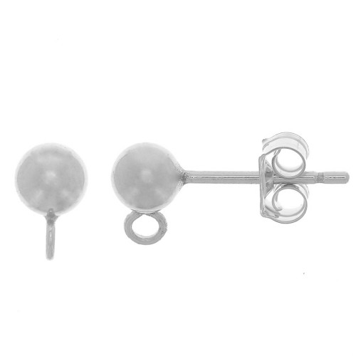 Clous d'oreilles boule 3 mm avec anneau fermé - Argent 925 x2