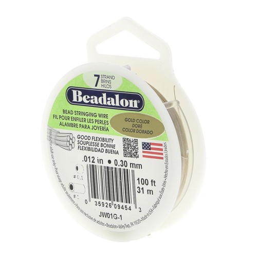 Fil Cablé 7 brins 0.30 mm - Beadalon - Doré x31 m
