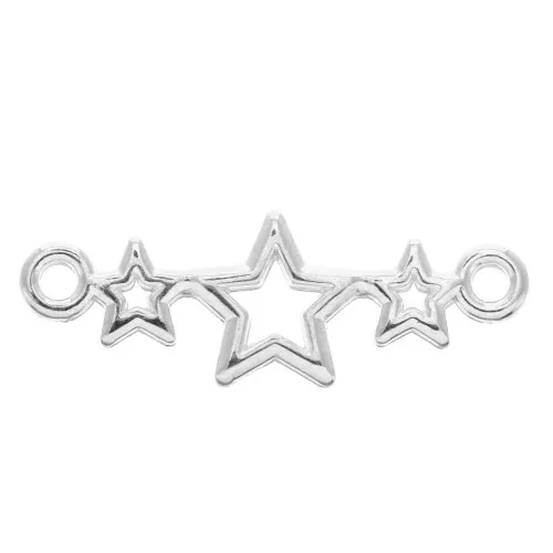 Intercalaire 3 étoiles en zamac 2 trous 25 mm - Placage Argent fin vieilli x1