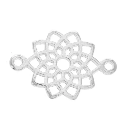 Intercalaire mandala en zamac 2 trous 20 mm - Placage Argent fin vieilli x1