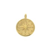 Pendentif médaille étoile du nord 12mm pour la création de bijoux DIY - Doré à l'or fin x1