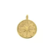 Pendentif médaille étoile du nord 12mm pour la création de bijoux DIY - Doré à l'or fin x1