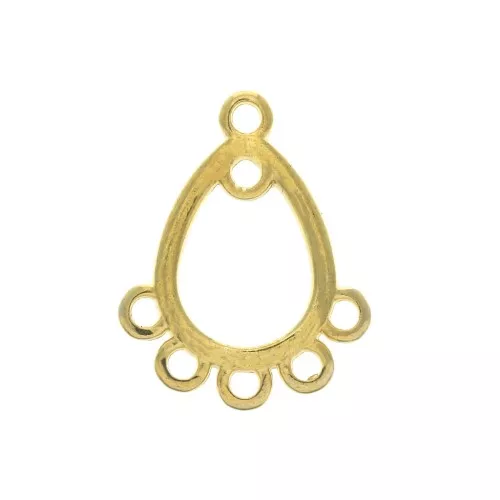Intercalaire/Chandelier goutte 7 trous à décorer 16X12 mm Doré à l'or fin x1