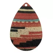 Sequin goutte en acier imprimé ethnique 36x24 mm - Doré / Ethnique x1