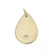 Breloque martelée goutte avec anneau 17 mm Pierre de lune / Plaqué Or 3 microns x1