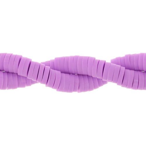 Perles rondelles Heishi en pâte polymère 4x1 mm Parme x45 cm