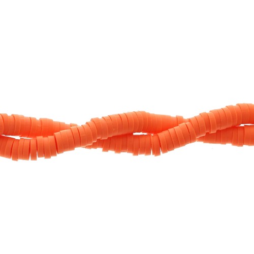 Perles rondelles Heishi en pâte polymère 4x1 mm Orange foncé x39 cm