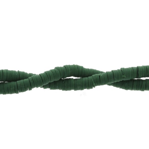 Perles Heishi rondelles en pâte polymère 4x1 mm Vert sapin x39 cm