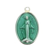 Médaille résine époxy Vierge pour la création de bijoux fantaisie 25 mm - Vert x1