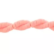 Perles Heishi rondelles  en pâte polymère 5x1 mm Saumon clair fluo  x39 cm