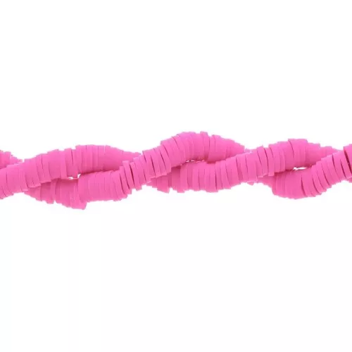 Perles Heishi rondelles en pâte polymère 5x1 mm Rose vif x39 cm