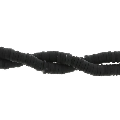 Perles Heishi rondelles  en pâte polymère 5x1 mm Noir x45 cm