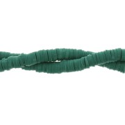 Perles Heishi rondelles  en pâte polymère 6x1 mm Vert forêt x39 cm