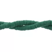 Perles Heishi rondelles  en pâte polymère 6x1 mm Vert forêt x39 cm