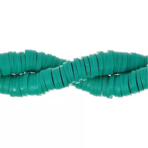 Perles Heishi rondelles en pâte polymère 6x1 mm - Vert menthe x45 cm