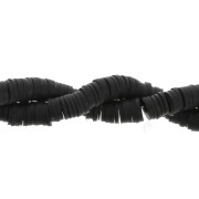 Perles Heishi rondelles  en pâte polymère 6x1 mm Noir x45 cm