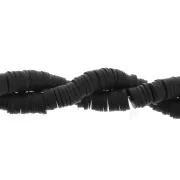 Perles Heishi rondelles  en pâte polymère 6x1 mm Noir x45 cm