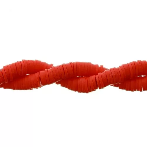 Perles Heishi rondelles en pâte polymère 6x1 mm Rouge x39 cm