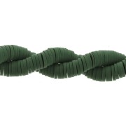 Perles Heishi rondelles  en pâte polymère 6x1 mm Vert bouteille x46 cm