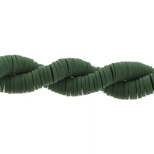 Perles Heishi rondelles en pâte polymère 6x1 mm Vert bouteille x46 cm