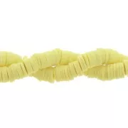 Perles Heishi rondelles  en pâte polymère 6x1 mm Jaune clair x44 cm