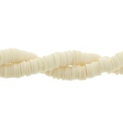 Perles Heishi rondelles  en pâte polymère 6x1 mm Crème x45 cm