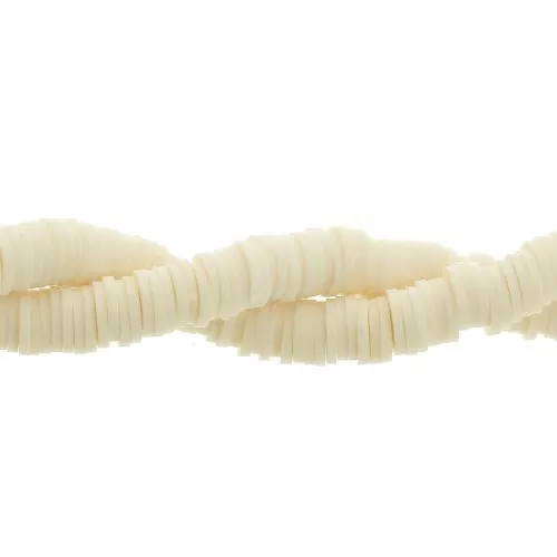 Perles Heishi rondelles en pâte polymère 6x1 mm Crème x45 cm