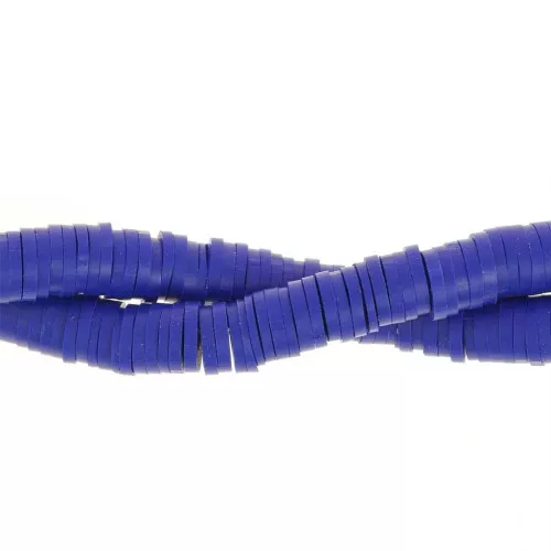 Perles Heishi rondelles en pâte polymère 6x1 mm Bleu dur x44 cm