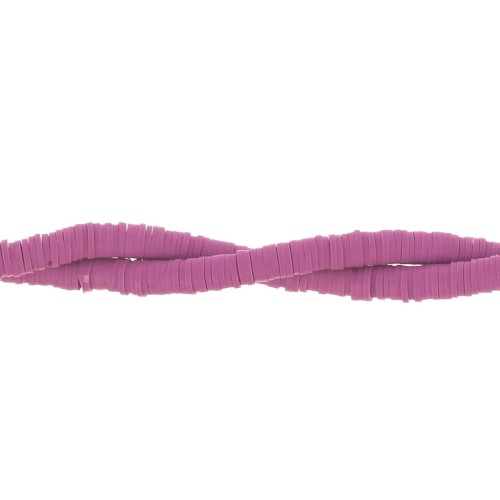 Perles Heishi rondelles  en pâte polymère 6x1 mm Orchidée x43 cm