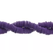 Perles Heishi rondelles  en pâte polymère 6x1 mm Violet x39 cm