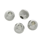 Perles rondes aplaties texturées 8x7mm - Acier inoxydable x6|raw }}
