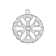 Estampe pendentif - motif fleur - 19mm pour la création de bijoux - Acier inox x1|raw }}