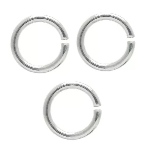 Anneaux ouverts 7x1 mm - Fabrication Européenne - Placage argent fin x50