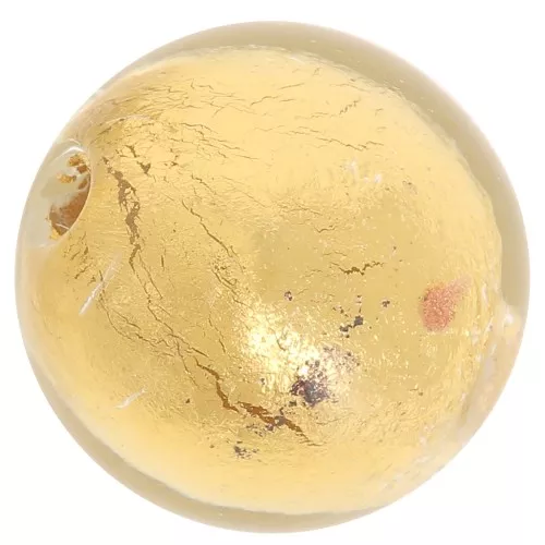 Ronde Murano 12 mm Crystal et feuille d'or x1
