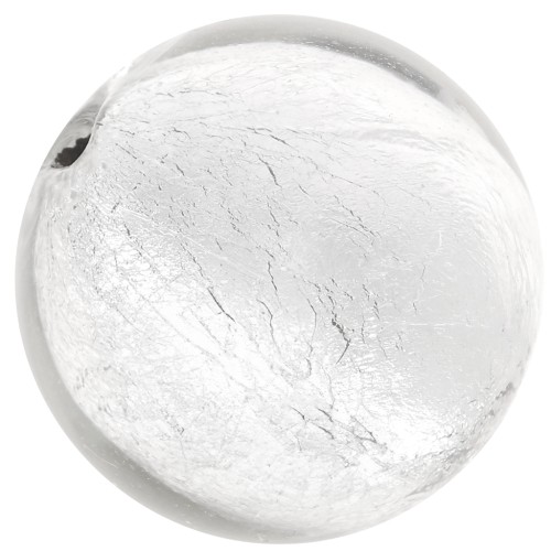 Ronde Murano 12 mm feuille d'argent Crystal x1