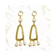 Boucles d'oreilles ronds avec perle nacrée en zamac 10 mm - Doré à l'or fin x2