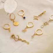 Boucles d'oreilles ronds avec perle nacrée en zamac 10 mm - Doré à l'or fin x2