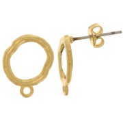 Clous d'oreilles ronds irréguliers martelés 14x11mm Doré à l'or fin x2|raw }}