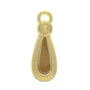 Pendentif goutte style ethnique en zamac et résine époxy 21x8 mm Doré / Ocre x1|raw }}