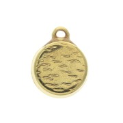 Pendentif rond en zamac et résine époxy 15x12 mm Doré / Bordeaux x1