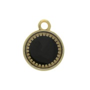 Pendentif rond en zamac et résine époxy 15x12 mm Doré / Noir x1|raw }}