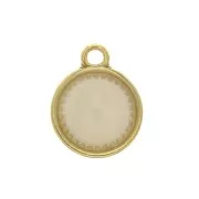 Pendentif rond en zamac et résine époxy 15x12 mm Doré / Ivoire x1