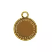 Pendentif rond en zamac et résine époxy 15x12 mm Doré / Ocre x1
