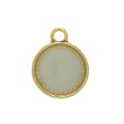 Pendentif rond en zamac et résine époxy 15x12 mm Doré / Mint x1|raw }}